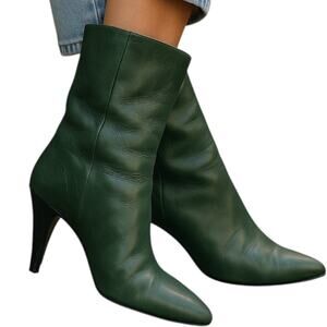 Pancaldi Women's Green Leather Mid Calf Boots Size EU‎ 36 US 5.5-6